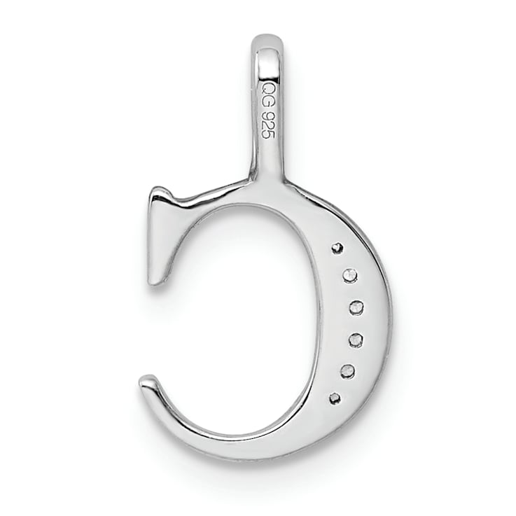 14K White Gold Diamond Letter C Initial Pendant