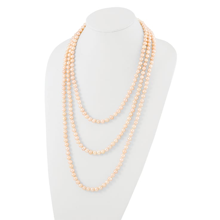 7-8mm Pink Freshwater Cultured Pearl 76-inch Slip-on Necklace