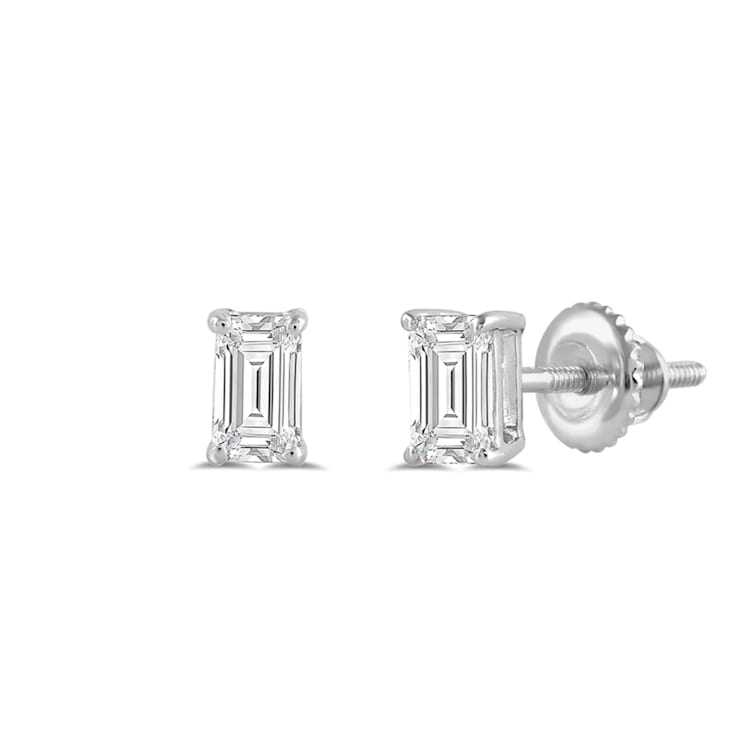 White Cubic Zirconia 14k White Gold Studs With Velvet Gift Box 0.50ctw
