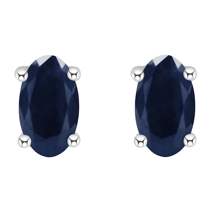 5x3mm Oval Sapphire 14k White Gold Stud Earrings