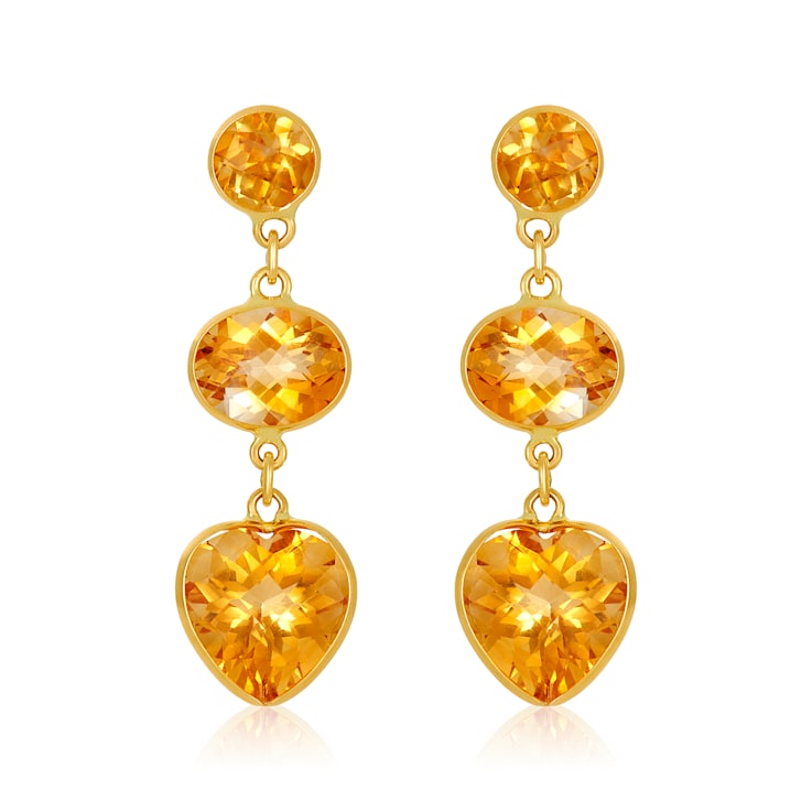 Yellow Citrine 14K Yellow Gold Dangle Earrings 10.23ctw