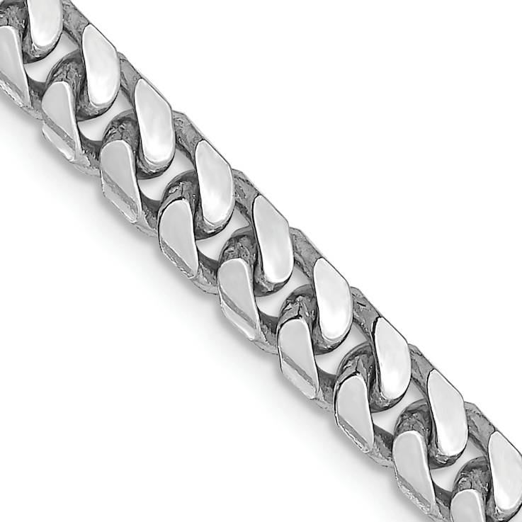 Rhodium Over 14k White Gold 4.3mm Solid Miami Cuban 18 Inch Chain