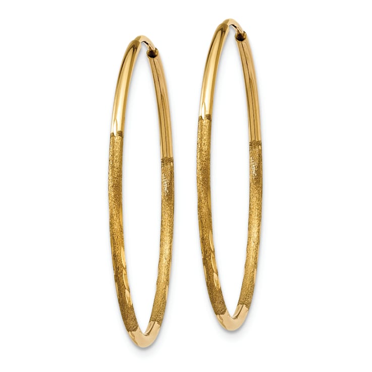 14k Yellow Gold 1" Diamond-Cut Endless Hoop Earrings