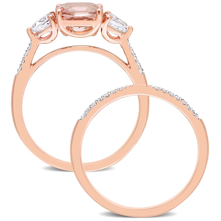 White Topaz, Morganite and Diamond 10K Rose Gold Ring 2.29ctw