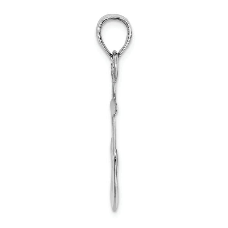 Rhodium Over 14k White Gold 3D Polished Anchor Pendant