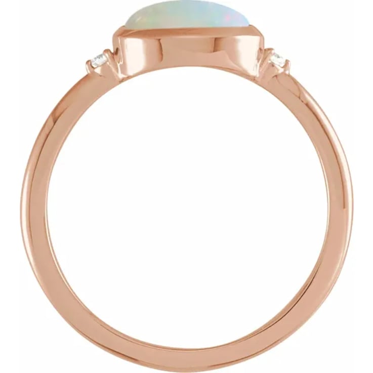 14K Rose Gold Oval Ethiopian Opal and Round Diamond Accents Ring