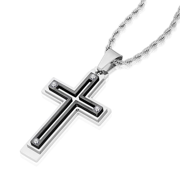 Invicta Men's Two-Tone Cross Pendant With Chain In Stainless Steel