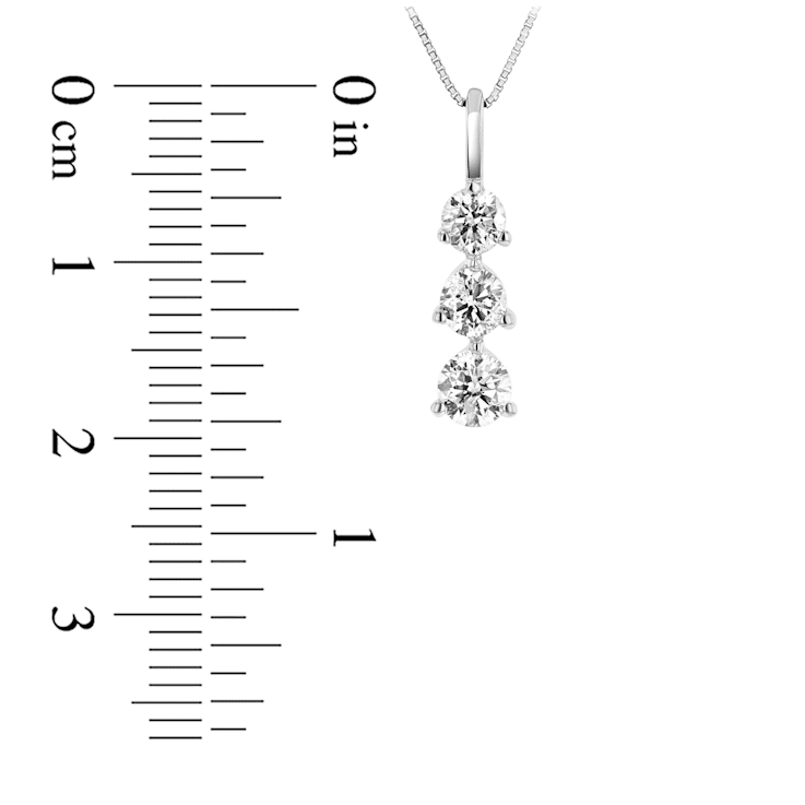 0.75ctw Diamond 3 Stone Pendant 14k White Gold