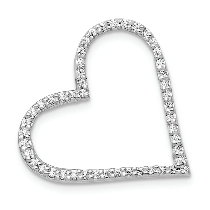Rhodium Over 14k White Gold Diamond Heart Chain Slide Pendant