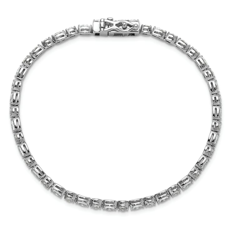 Rhodium Over Sterling Silver Polished Round and Oval Cubic Zirconia
Tennis Bracelet