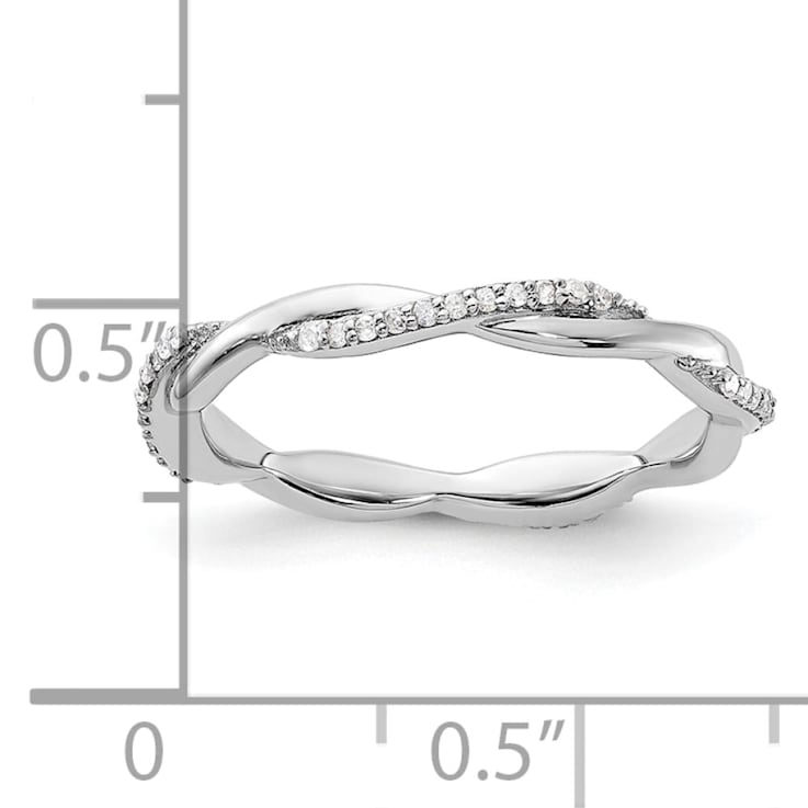 Sterling Silver Stackable Expressions Polished Diamond Ring 0.132ctw