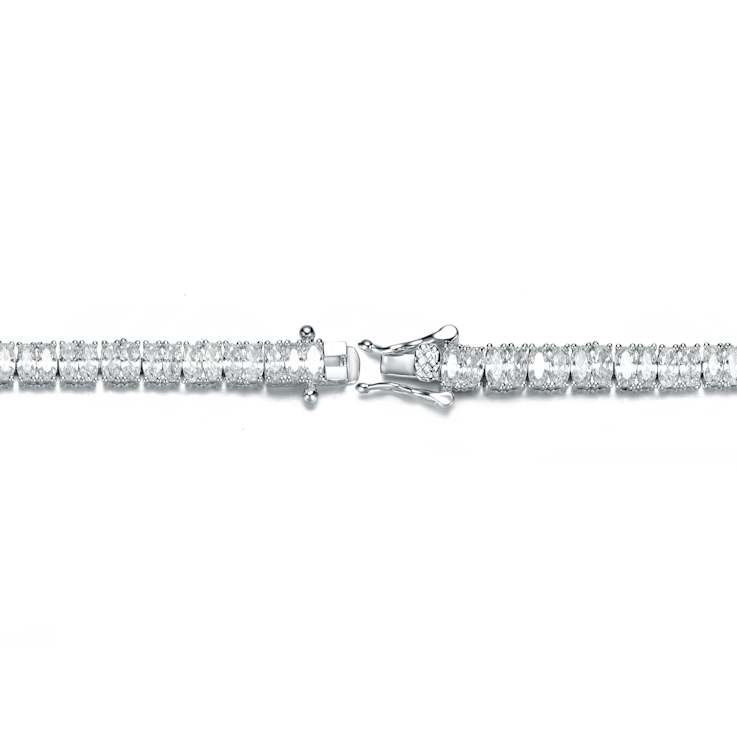 CZ Tennis Bracelet In White Rhodium Over Brass