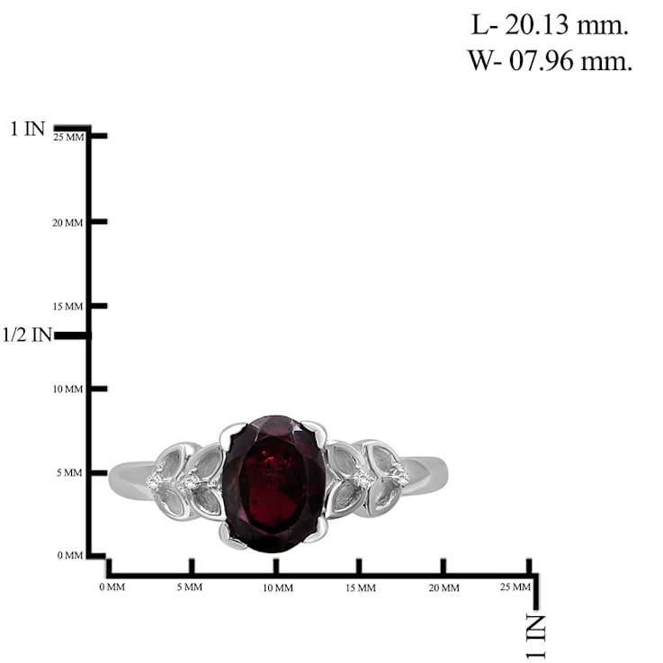 Red Garnet And White Diamond Sterling Silver Ring 1.63ctw