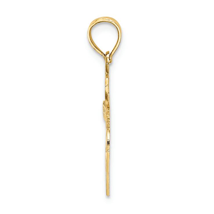 14k Yellow Gold Textured I Love (Heart) Basketball Charm