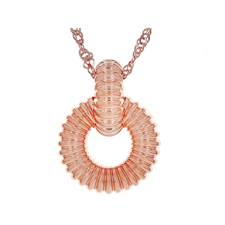 Copper Ribbed Texture Pendant Necklace