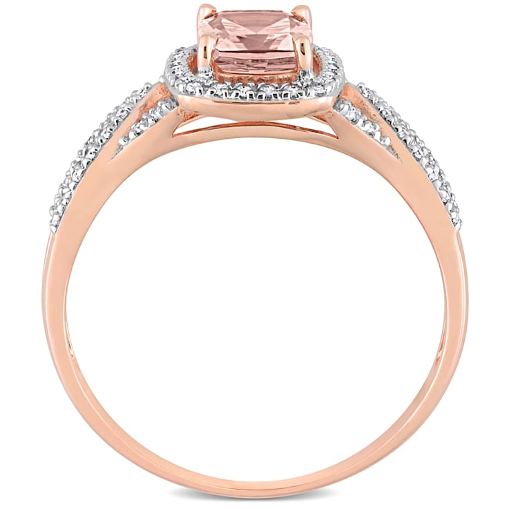 Morganite and Diamond 10K Rose Gold Ring 1.51ctw