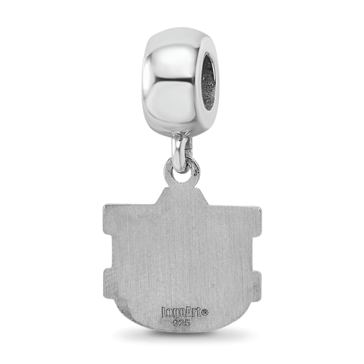 Sterling Silver Rhodium-plated LogoArt Auburn University Small Dangle Bead