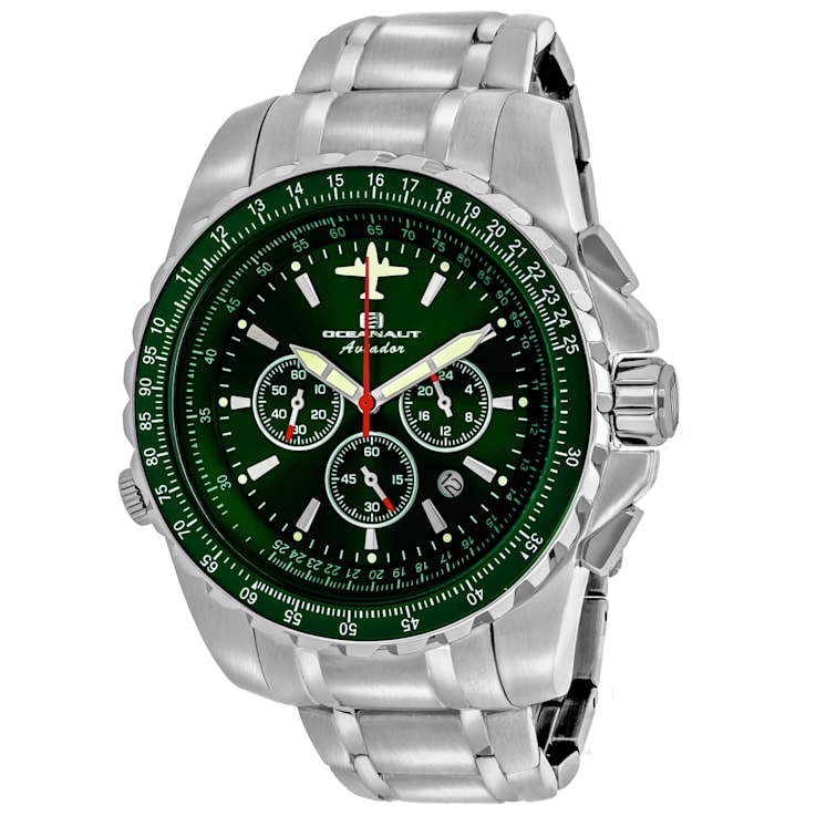 Oceanaut Men's Aviador Pilot Green Dial, Stainless Steel Watch