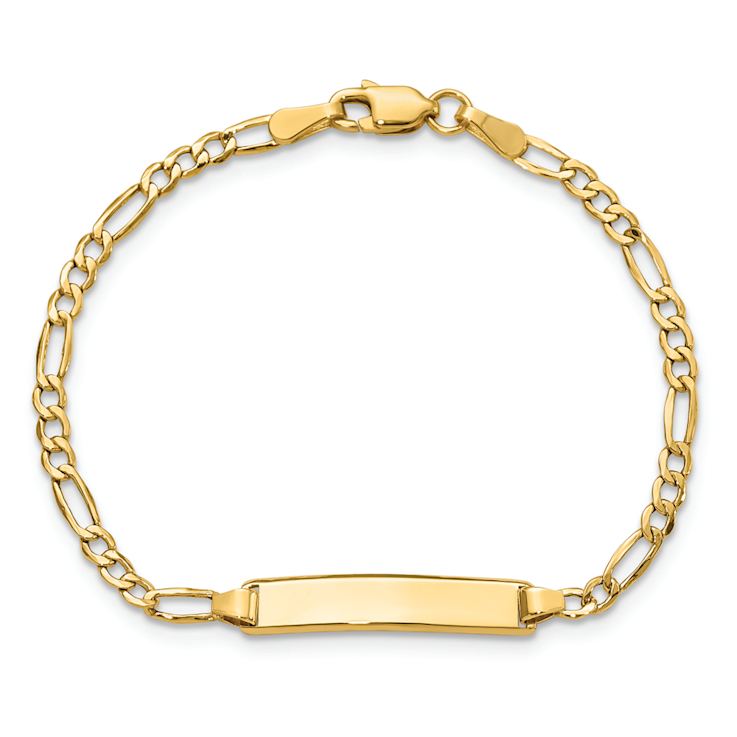 10k Yellow Gold Children's Figaro Link ID Bracelet