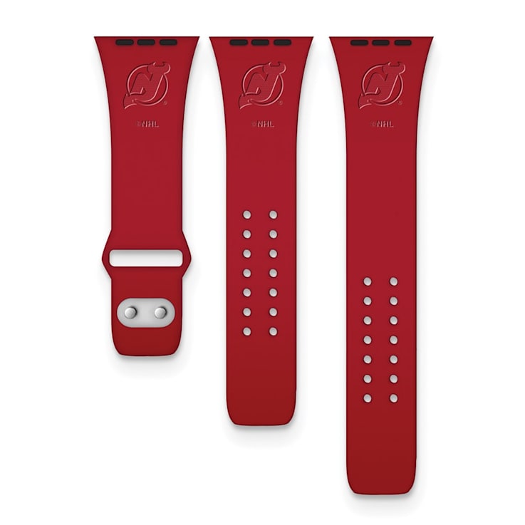 Gametime NHL New Jersey Devils Debossed Silicone Apple Watch Band
(42/44mm M/L). Watch not included.