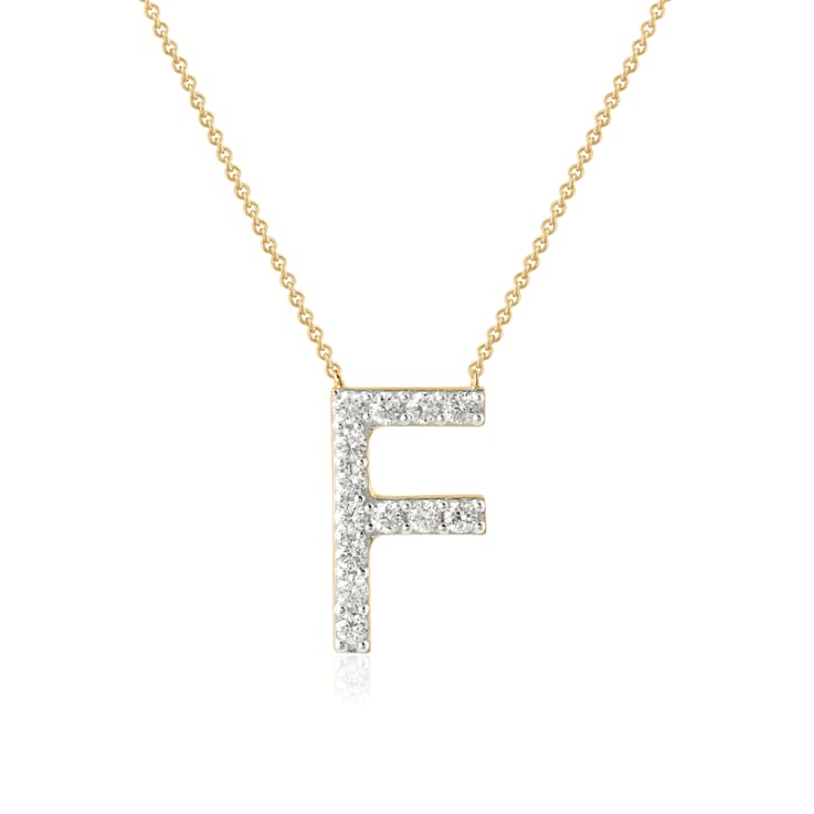 Lab-Grown Diamond Initial F Necklace In 14K Gold Over Sterling Silver 0.50ctw