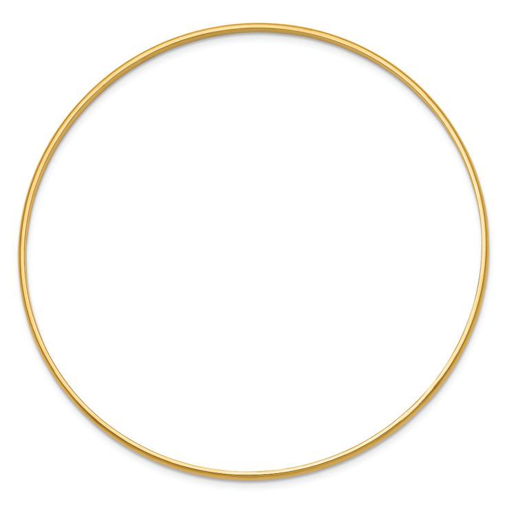 14k Yellow Gold 2mm Solid Polished Half-Round Slip-On Bangle