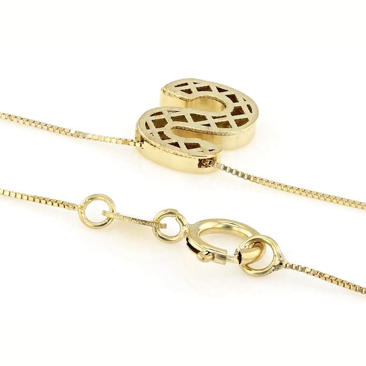 Block Letter S Initial Pendant Necklace In 10K Gold