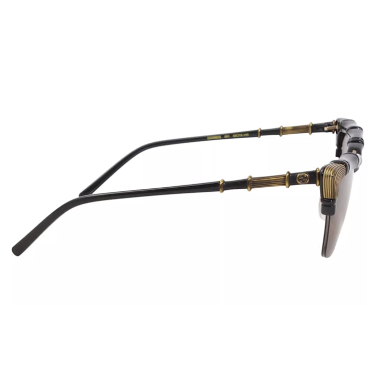 Gucci Black and Gold Tone Frame / Dark Brown Lens Sunglasses