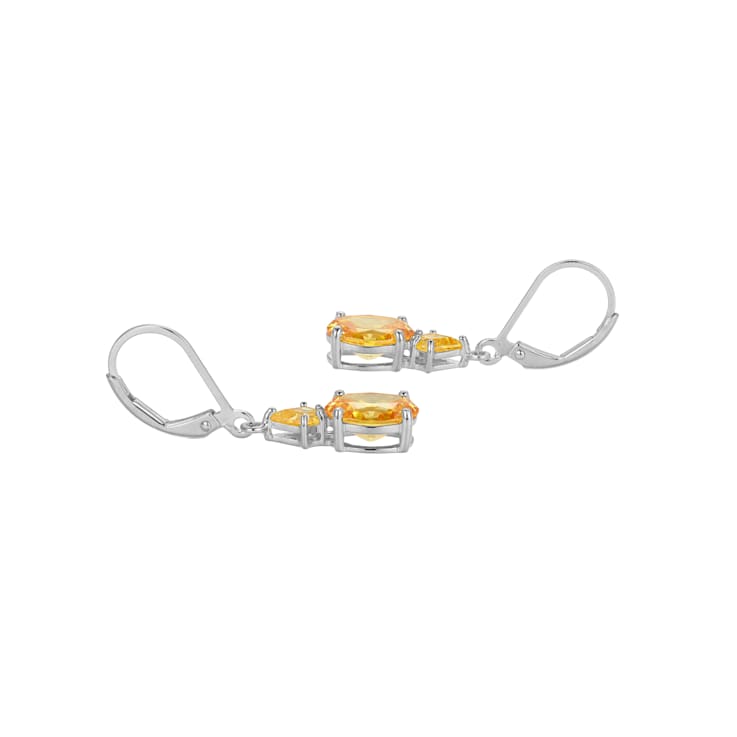 Yellow Cubic Zirconia Platinum Over Sterling Silver November Birthstone
Earrings 6.63ctw