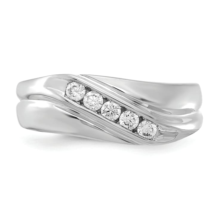 Rhodium Over 14K White Gold Lab Grown Diamond SI1/SI2, G H I, Men's Ring