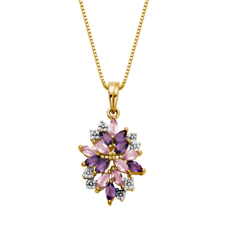 Purple Amethyst 18k Yellow Gold Over Sterling Silver Pendant With Chain 1.52ctw