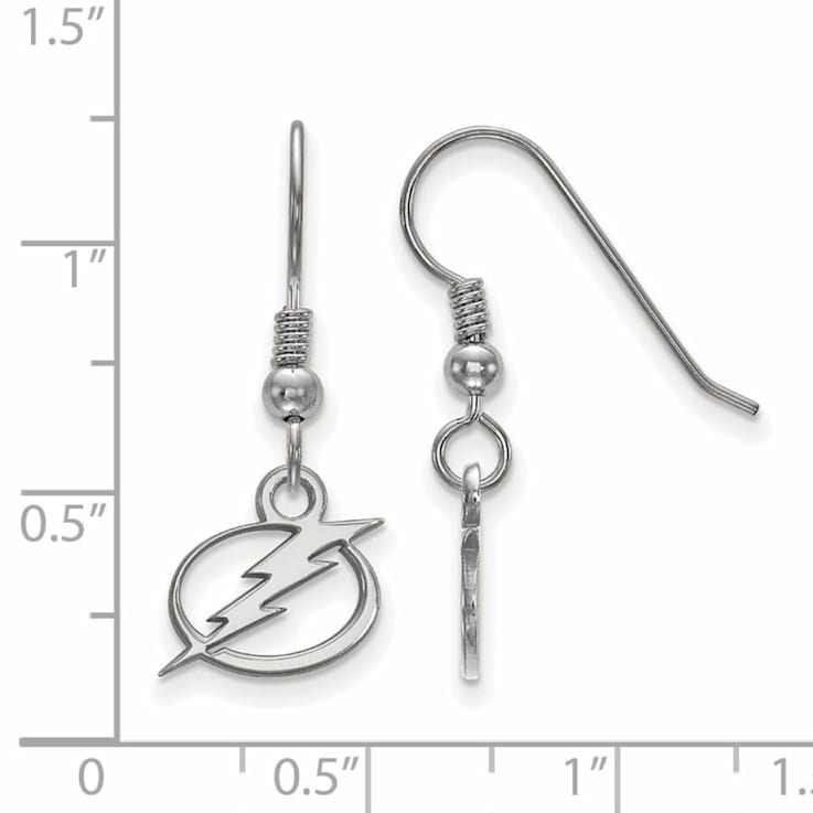 Rhodium Over Sterling Silver NHL Tampa Bay Lightning LogoArt Dangle Earrings
