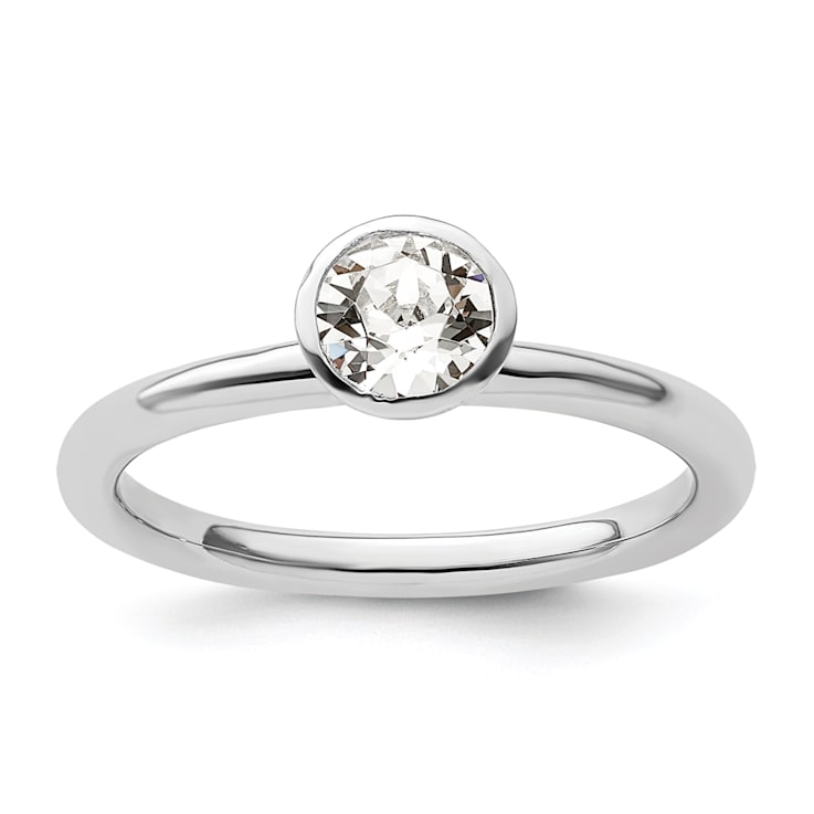 Sterling Silver Stackable Expressions High 5mm White Crystal Ring
