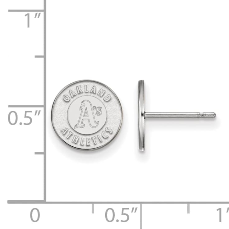 Rhodium Over Sterling Silver MLB LogoArt Oakland Athletics Post Earrings