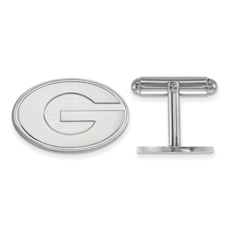 Rhodium Over Sterling Silver LogoArt University of Georgia Cuff Links