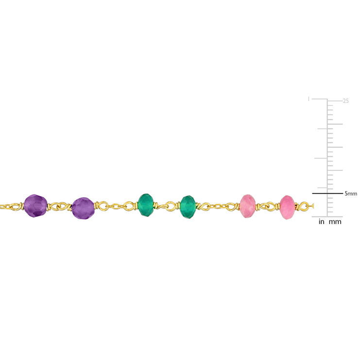 4.5ctw Multi-Gemstone and Freshwater Cultured Pearl Necklace in 14K
Yellow Gold Over Sterling Silver