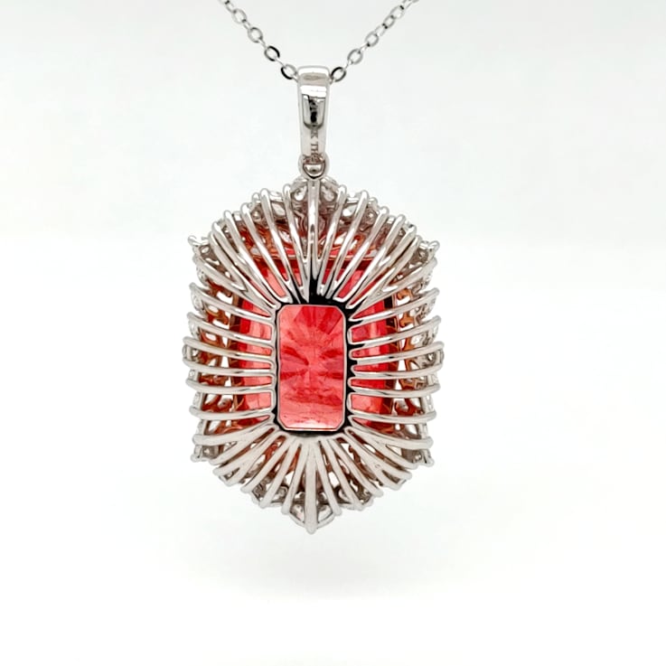 19.85 Cts Rhodochrosite and 3.20 Cts White Diamond Pendant  in 18K 2- Tone