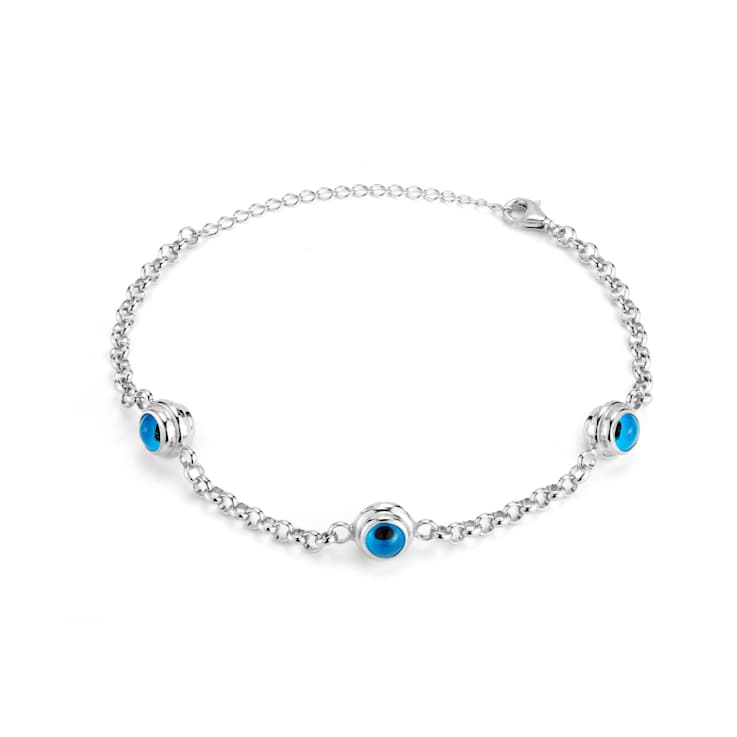 Sterling Statements Rhodium Over Sterling Silver Triple Evil Eye Bracelet