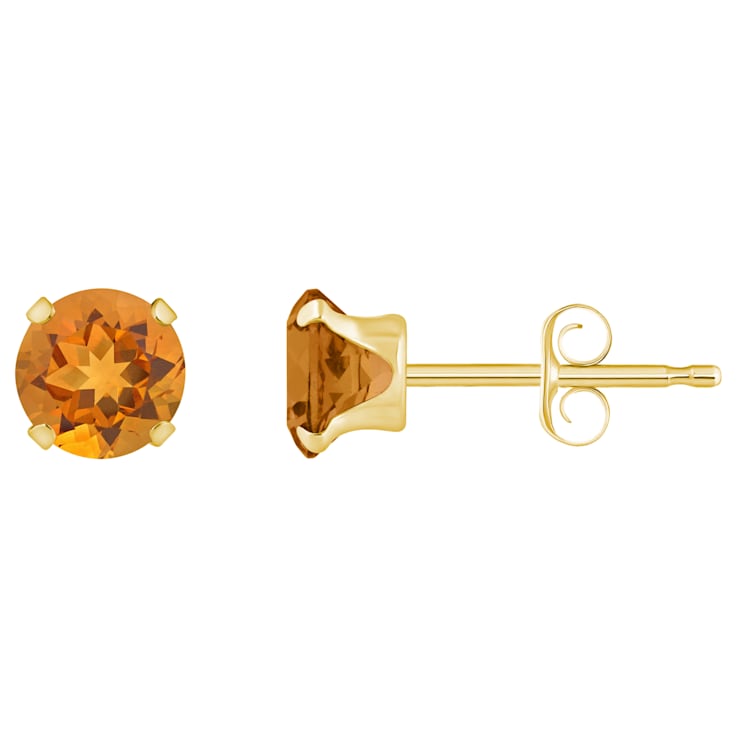 5mm Round Citrine 10k Yellow Gold Stud Earrings