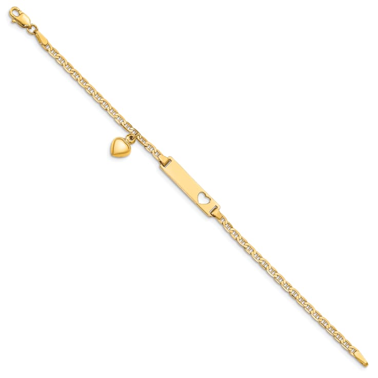 14k Yellow Gold Cut-out Heart with Dangling Heart Children's Mariner
Link ID Bracelet