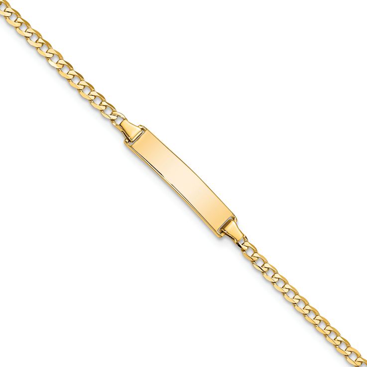 10k Yellow Gold Flat Curb Link ID Bracelet
