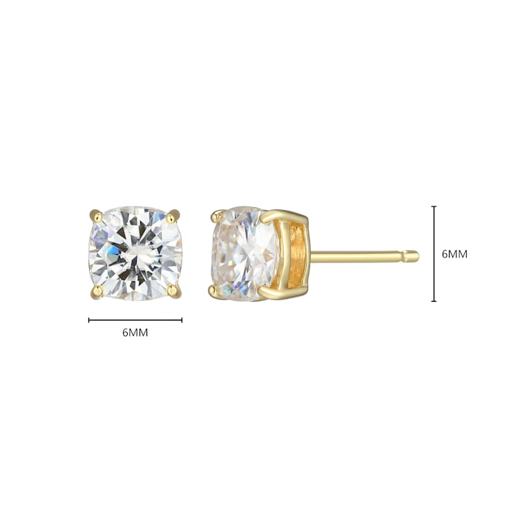 Square Cushion Cut Moissanite 14k Yellow Gold Over Silver Stud Earrings
2.20ctw DEW