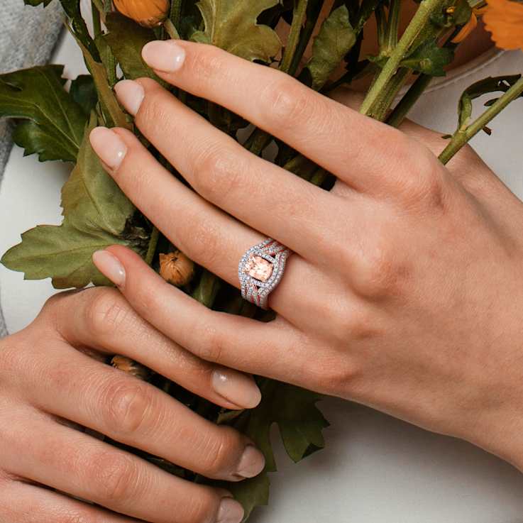 Morganite and Diamond 10K Rose Gold Ring 1.64ctw