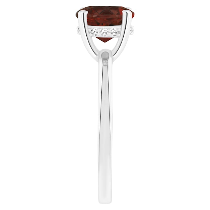 8mm Round Garnet With Diamond Accents Rhodium Over Sterling Silver
Hidden Halo Ring