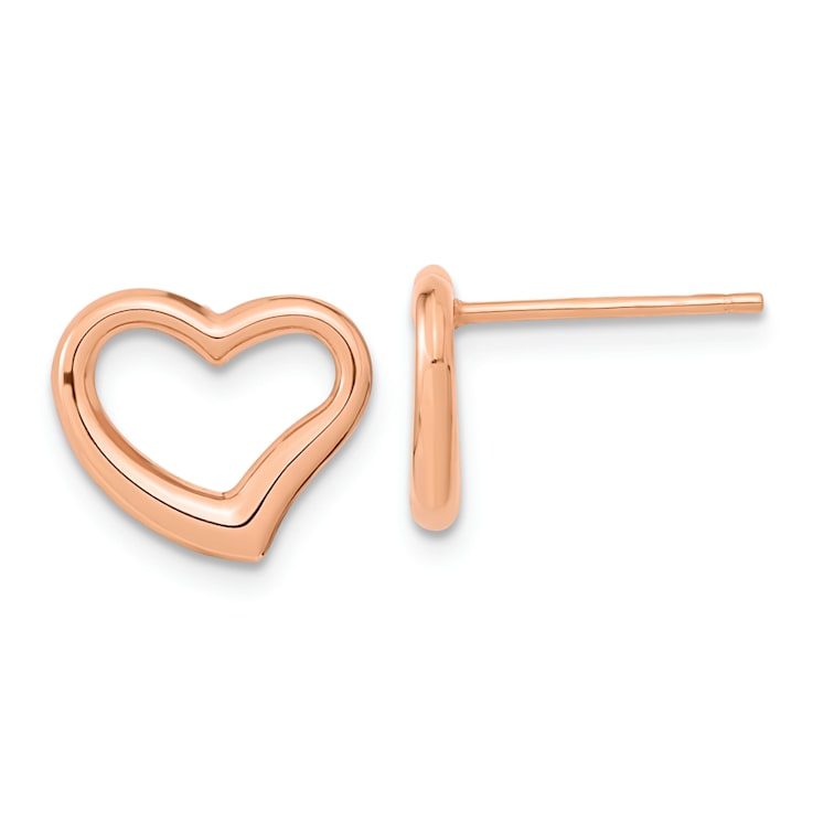 14k Rose Gold Polished Heart Stud Earrings