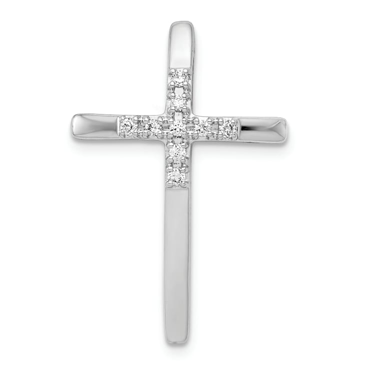Rhodium Over 14k White Gold Diamond Cross Chain Slide