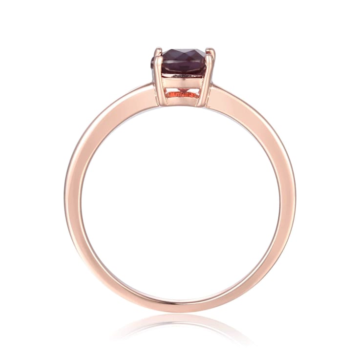 Blue Lab Created Alexandrite Rectangular Cushion 14K Rose Gold Over
Sterling Silver Solitaire Ring