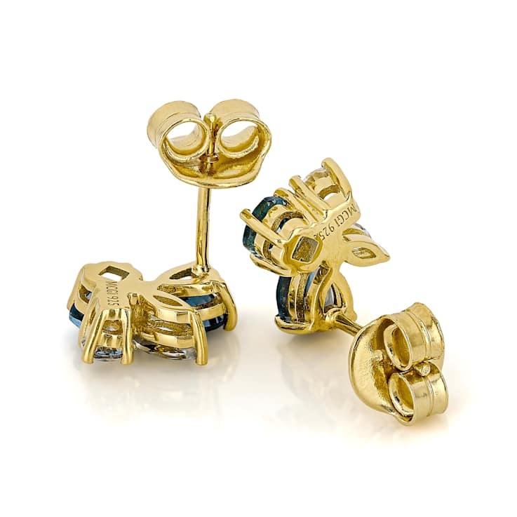 Multi-Shape Colors Topaz Stud Earrings In 18K Gold Over Sterling Silver 2.04ctw