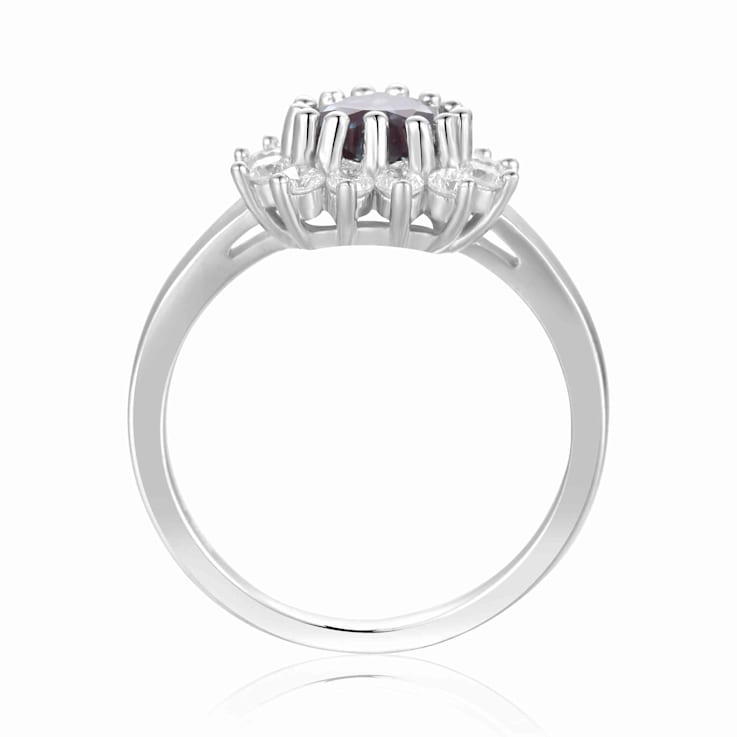 Blue Lab Created Alexandrite Heart Shape Ring with White Topaz Accents
Sterling Silver Ring
