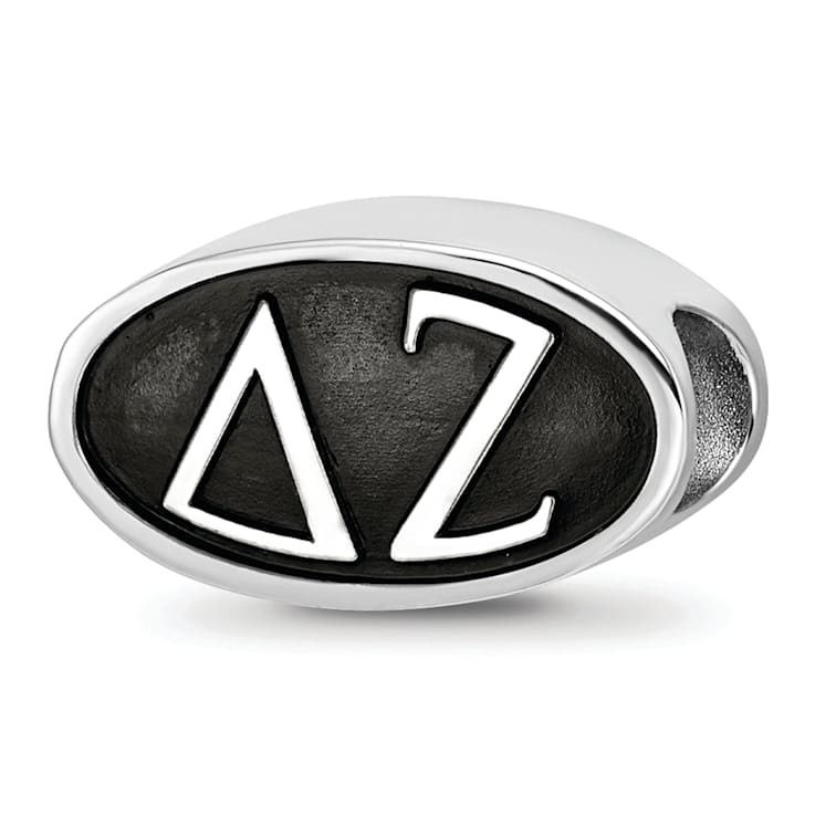 Sterling Silver LogoArt Delta Zeta Oval Greek Letters Bead